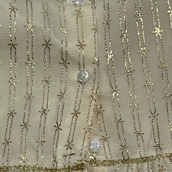 Gold and Cream Baby Dress with Bow - Picture 7 of 9